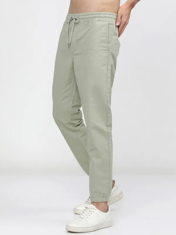  Ketch Men Beige Regular Fit Solid Casual Trousers