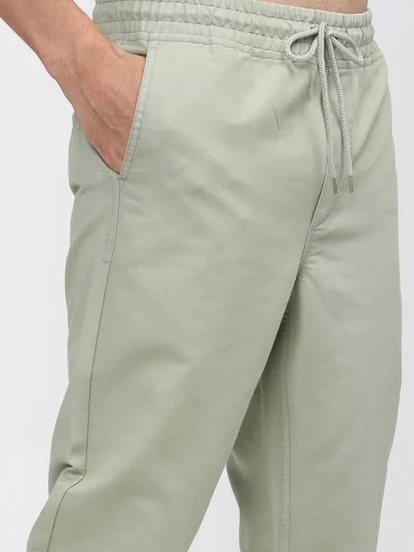  Ketch Men Beige Regular Fit Solid Casual Trousers