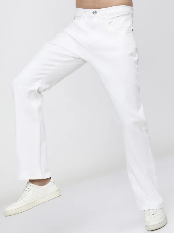 Highlander Men White Bootcut Stretchable Jeans