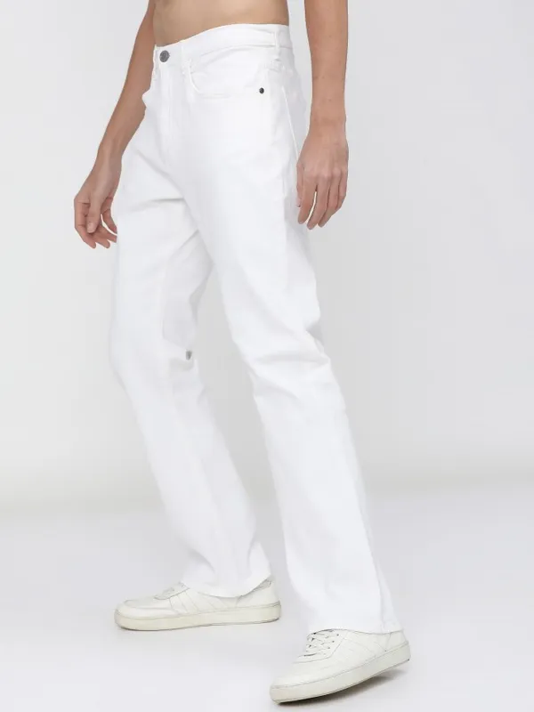 Highlander Men White Bootcut Stretchable Jeans