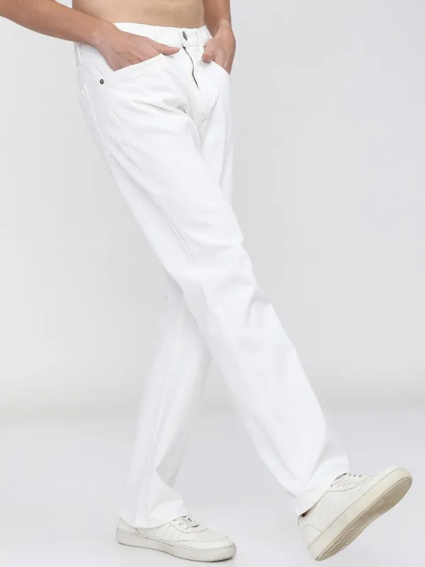 Highlander Men White Bootcut Stretchable Jeans