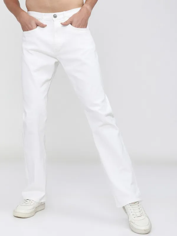 Highlander Men White Bootcut Stretchable Jeans
