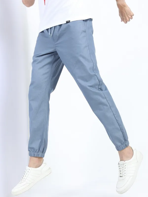  Ketch Men Blue Regular Fit Solid Casual Trousers
