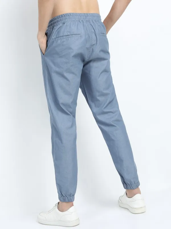  Ketch Men Blue Regular Fit Solid Casual Trousers