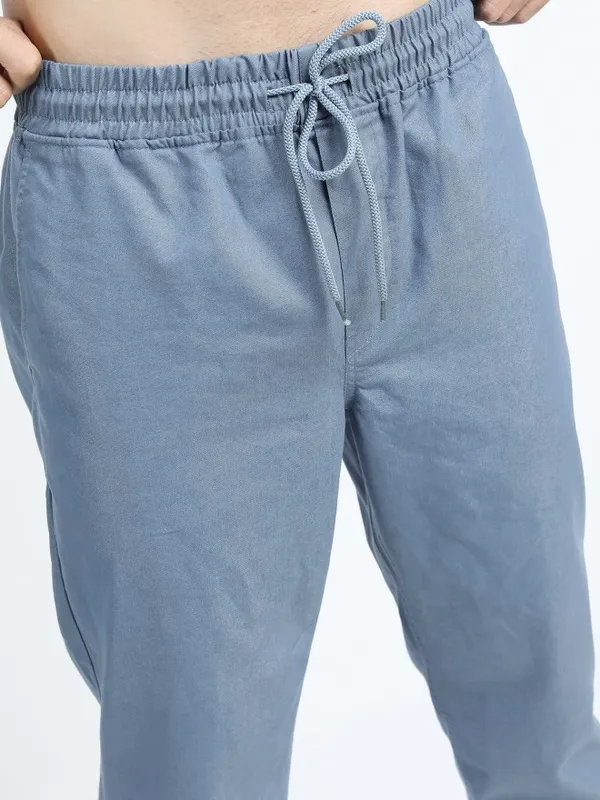  Ketch Men Blue Regular Fit Solid Casual Trousers