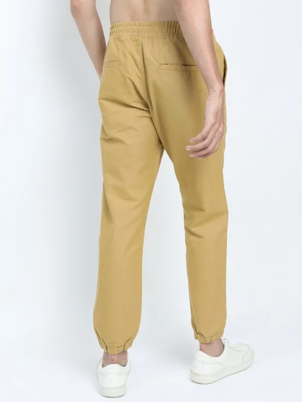  Ketch Men Olive Regular Fit Solid Casual Trousers