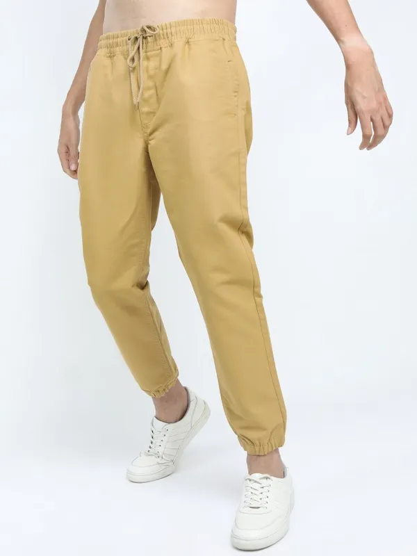  Ketch Men Olive Regular Fit Solid Casual Trousers