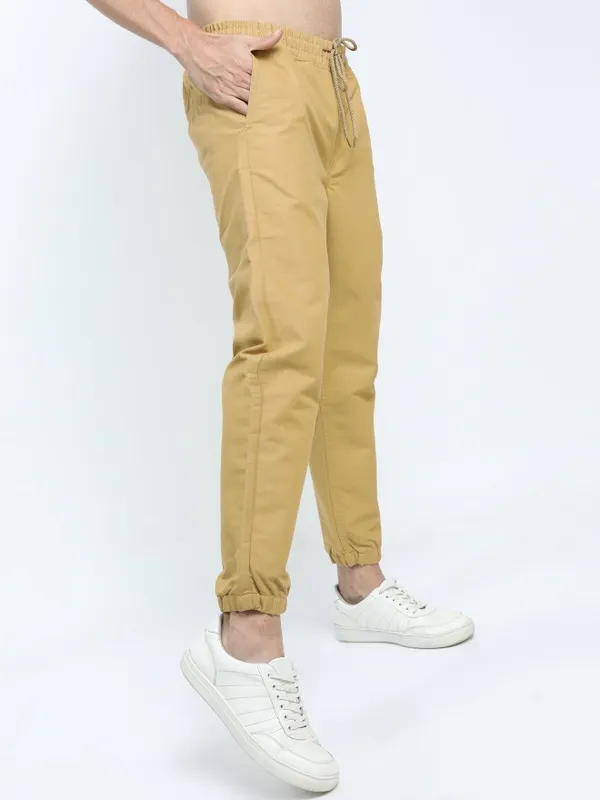  Ketch Men Olive Regular Fit Solid Casual Trousers