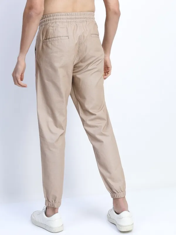  Ketch Men Beige Regular Fit Solid Casual Trousers