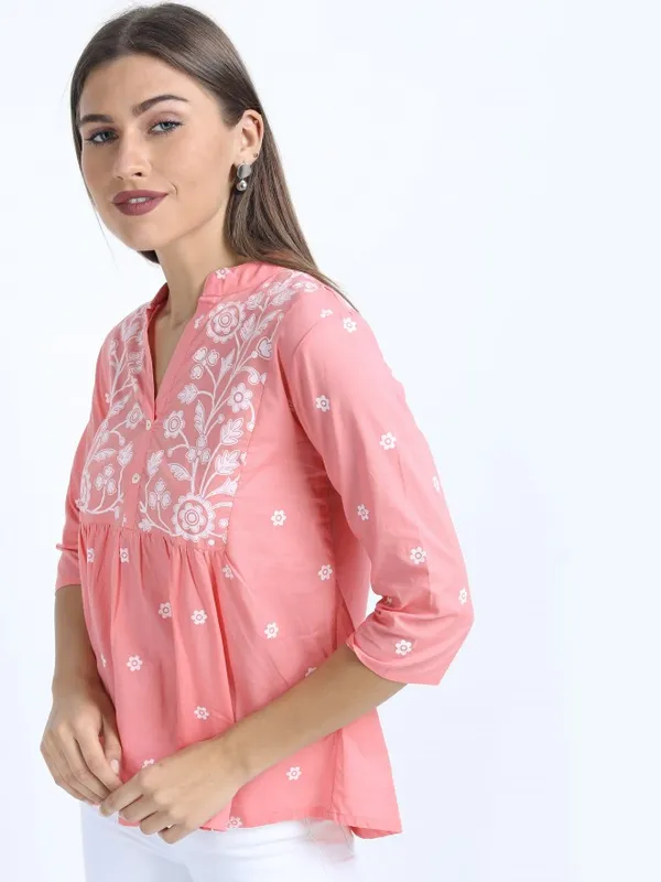  Vishudh Women Pink Checked Empire Tops