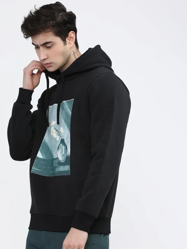  Highlander Men Black Hood Pullover Sweatshirts