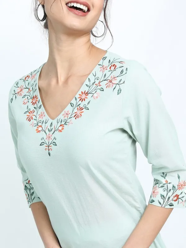  Vishudh Women Green Printed Straight Kurtas