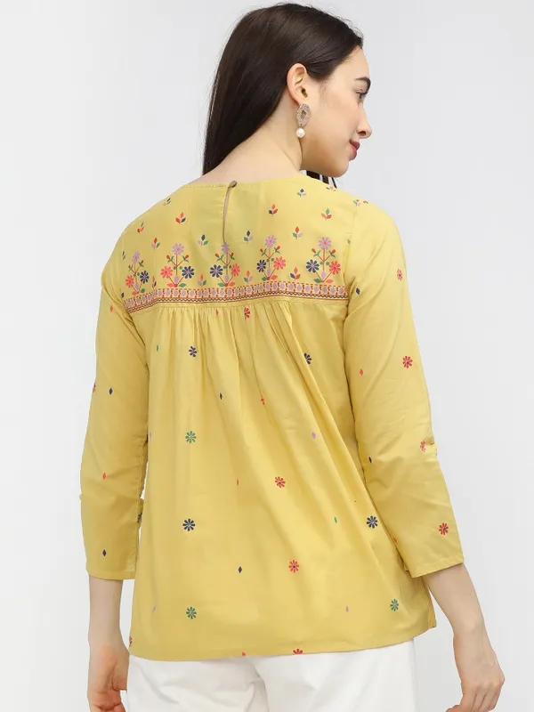  Vishudh Women Yellow Printed Regular Tops