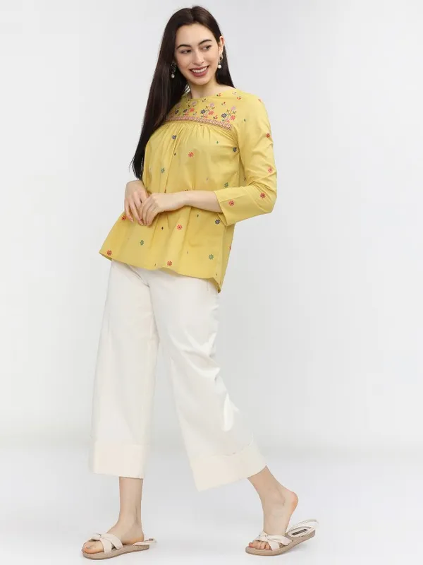  Vishudh Women Yellow Printed Regular Tops