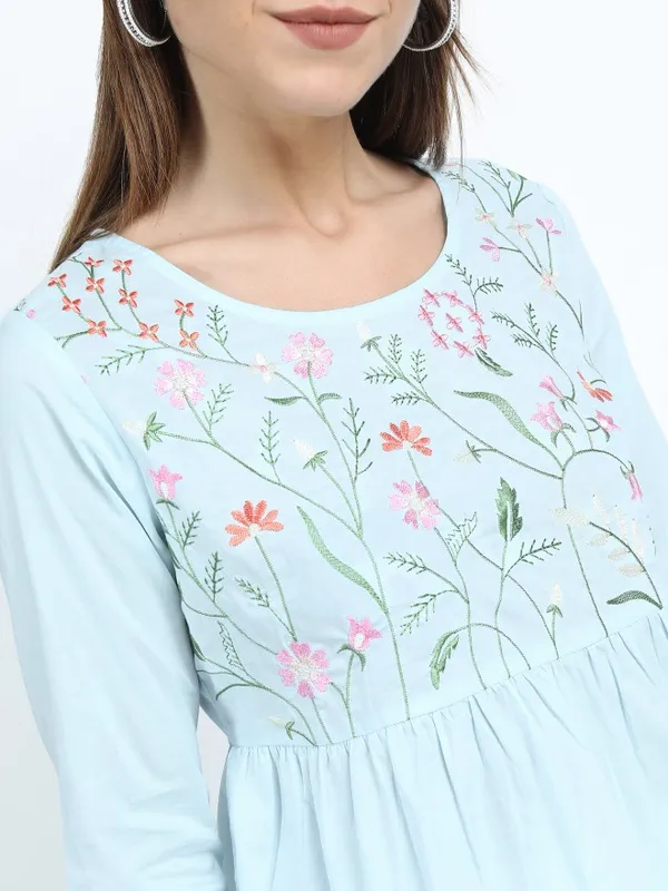  Vishudh Women Blue Printed Regular Tops