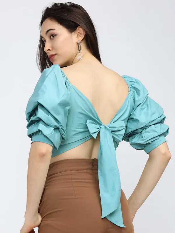  Tokyo Talkies Women Teal Solid Regular Tops