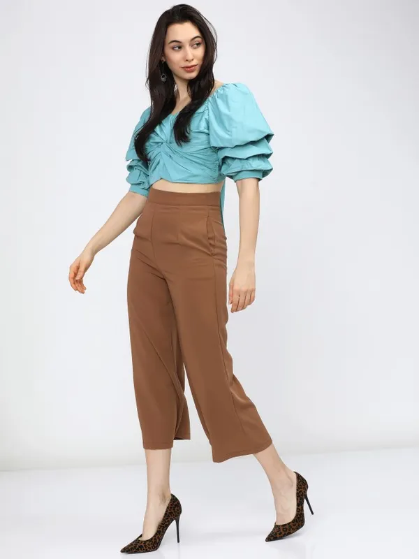  Tokyo Talkies Women Teal Solid Regular Tops