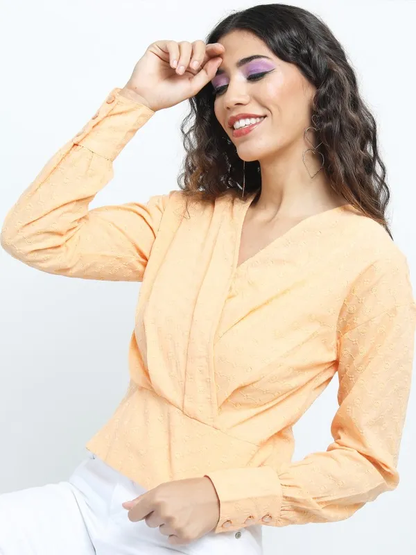  Tokyo Talkies Women Orange Solid Regular Tops