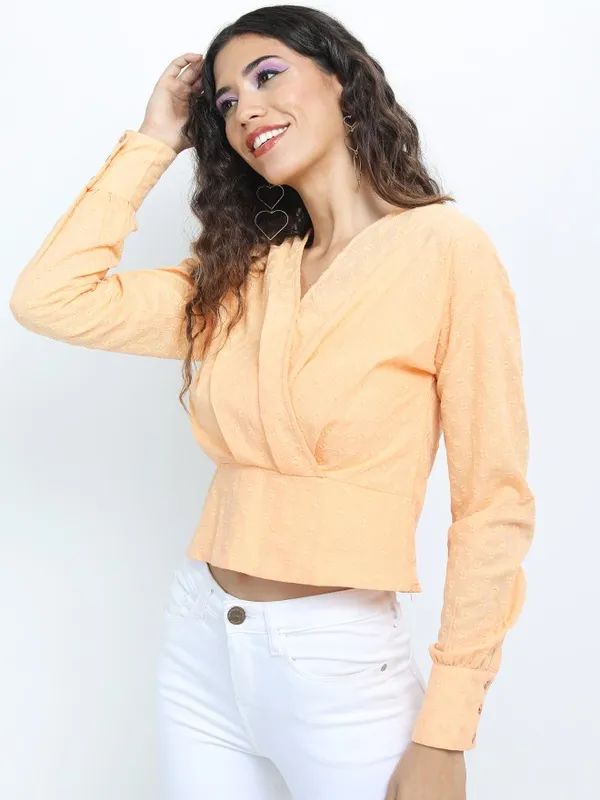  Tokyo Talkies Women Orange Solid Regular Tops