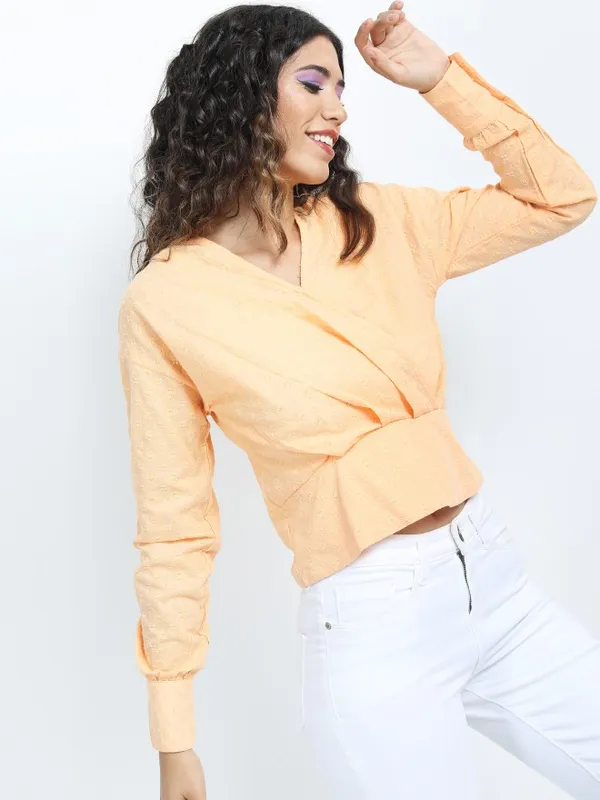  Tokyo Talkies Women Orange Solid Regular Tops