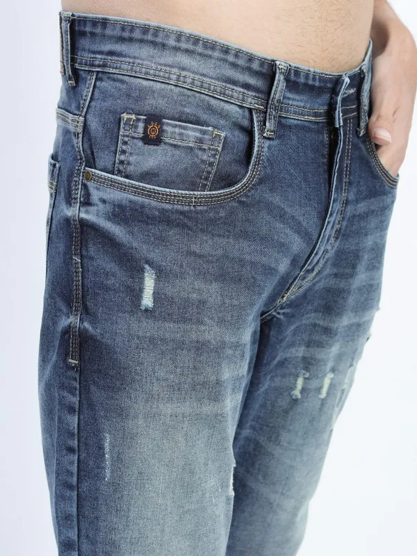  Locomotive Men Blue Tapered Fit Highly Distressed Jeans