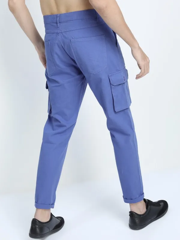  Highlander Men Blue Slim Fit Solid Casual Trousers