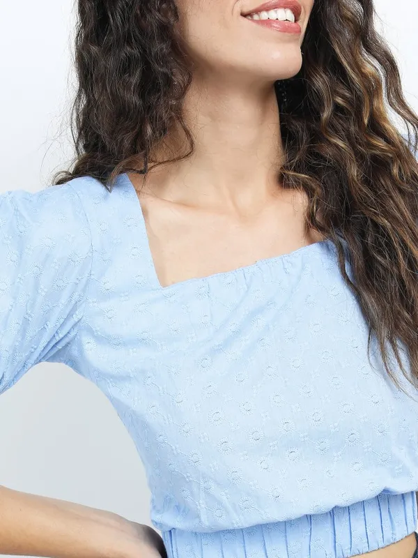  Tokyo Talkies Women Blue Solid Regular Tops