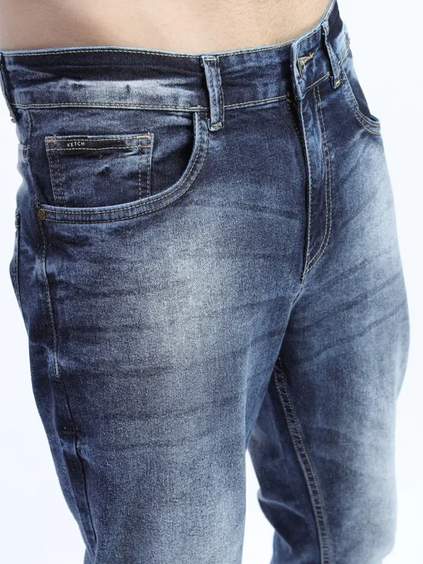  Ketch Men Blue Tapered Fit Clean Look Jeans