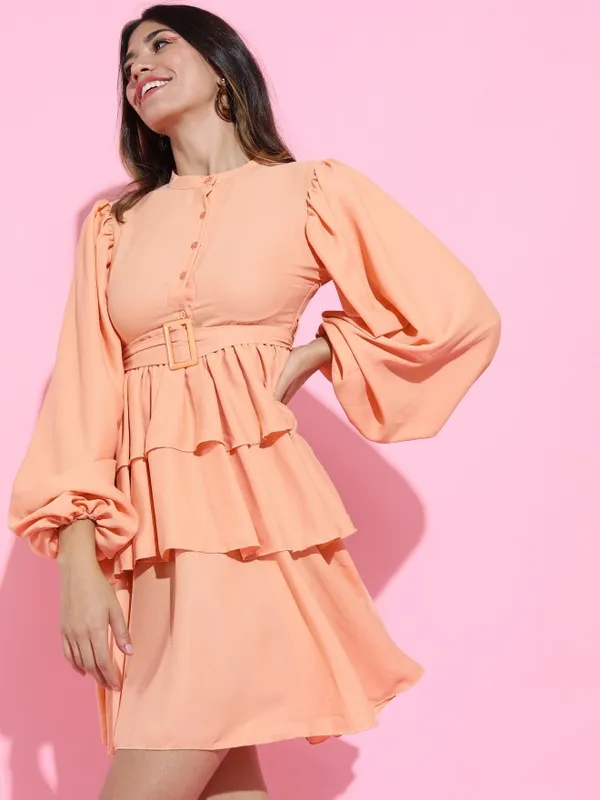 Solid Fit & Flare Dress