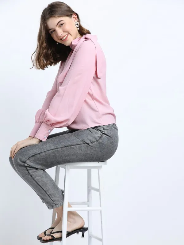 Tokyo Talkies Women Pink Solid Top