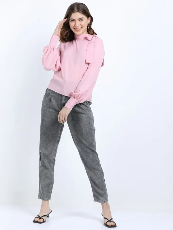 Tokyo Talkies Women Pink Solid Top