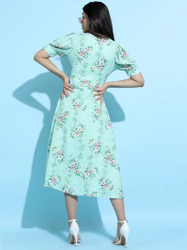  Tokyo Talkies Women Teal Printed A-Line Dresses