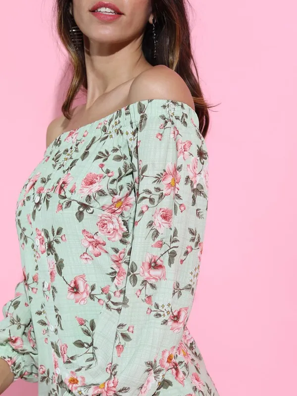  Tokyo Talkies Women Green Printed Fit And Flare Dresses