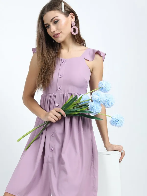  Tokyo Talkies Women Lavender Solid Fit And Flare Dresses