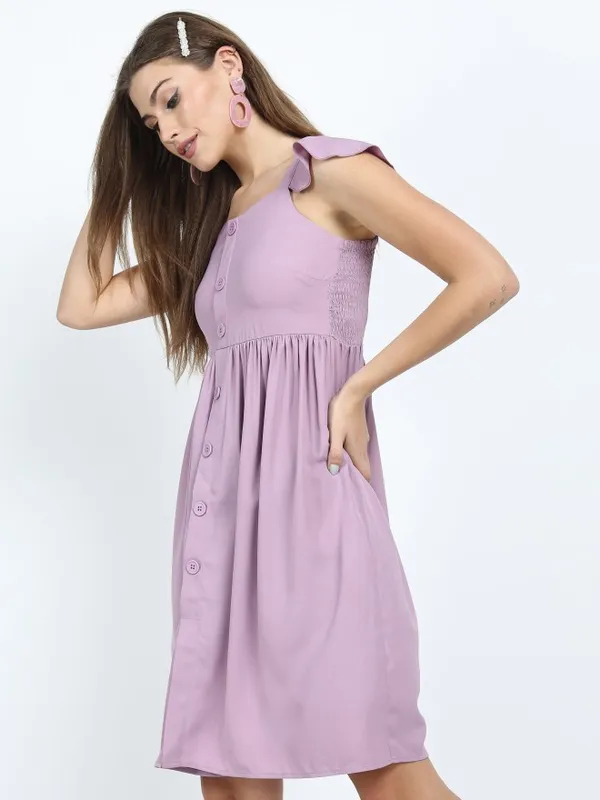  Tokyo Talkies Women Lavender Solid Fit And Flare Dresses