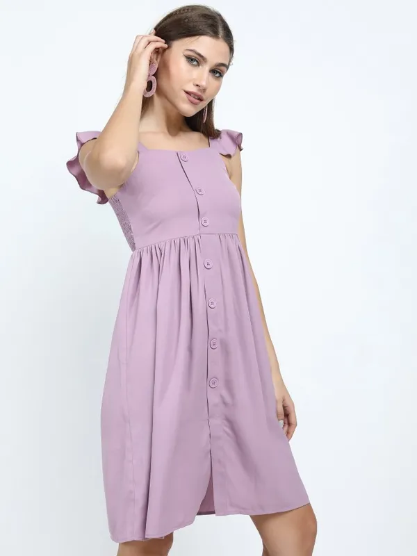  Tokyo Talkies Women Lavender Solid Fit And Flare Dresses