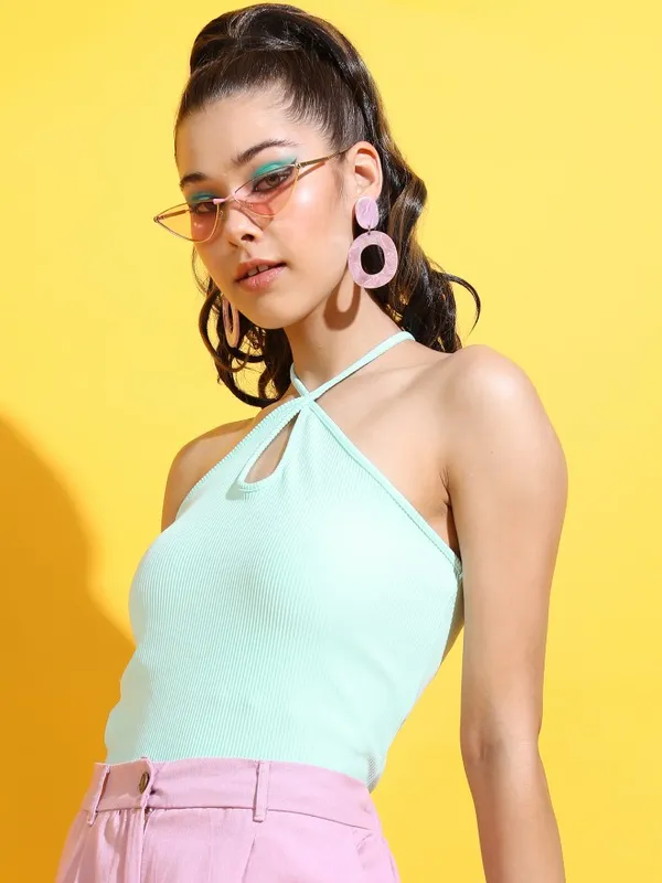  Tokyo Talkies Women Blue Solid Regular Tops