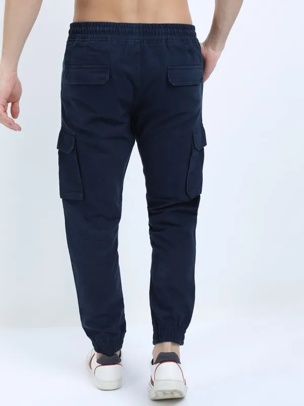  Ketch Men Navy Blue Regular Fit Solid Casual Trousers