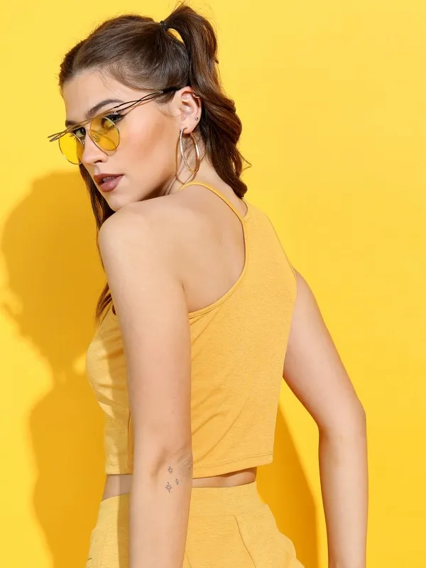  Tokyo Talkies Women Mustard Solid Fitted Tops