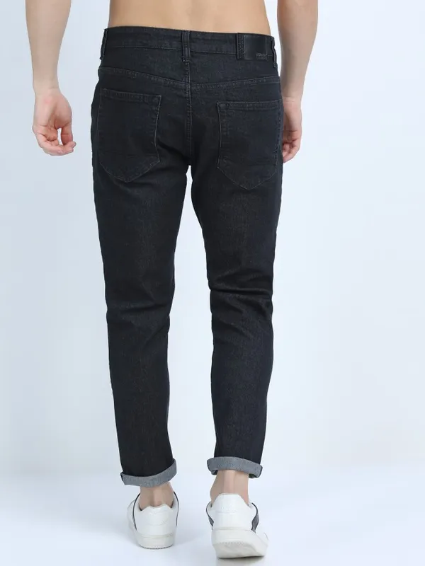  Highlander Men Black Tapered Fit Clean Look Jeans