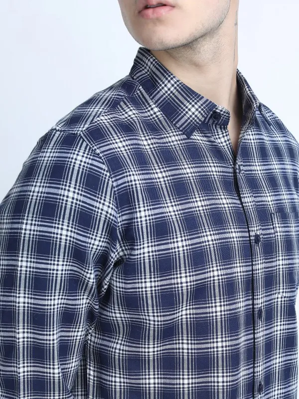  Ketch Men White Checked Slim Fit Casual Shirts
