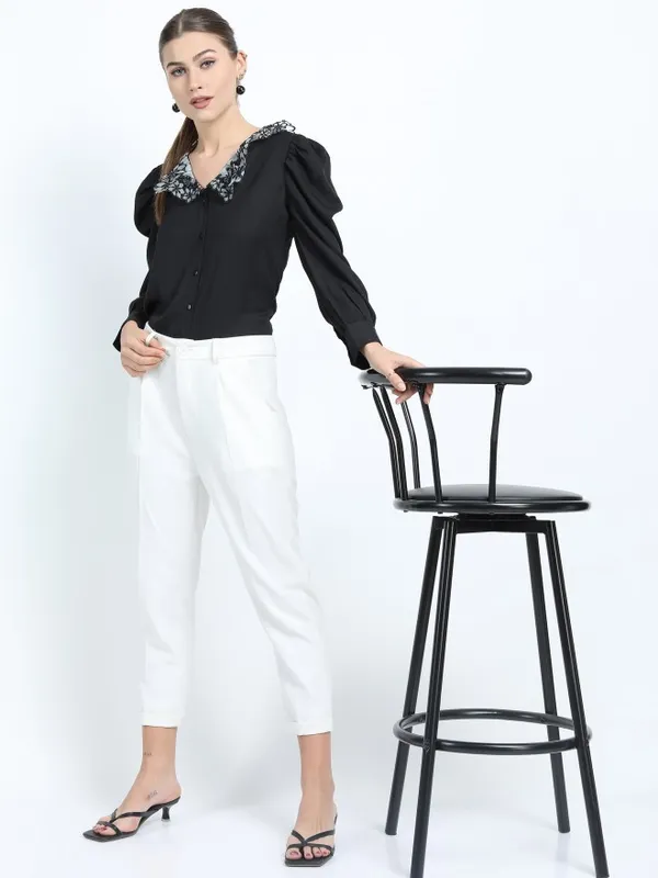  Tokyo Talkies Women Black Solid Regular Tops
