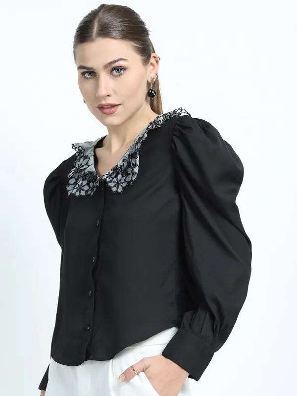  Tokyo Talkies Women Black Solid Regular Tops