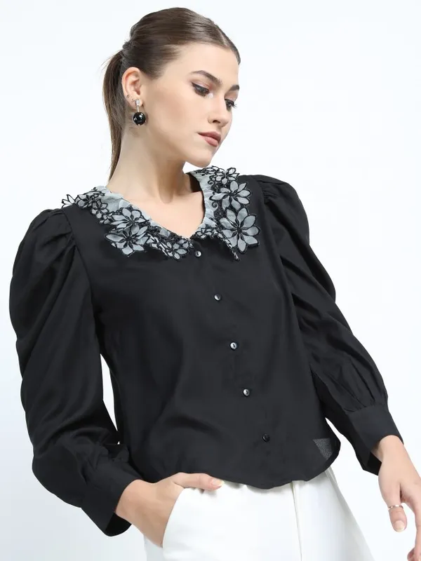  Tokyo Talkies Women Black Solid Regular Tops
