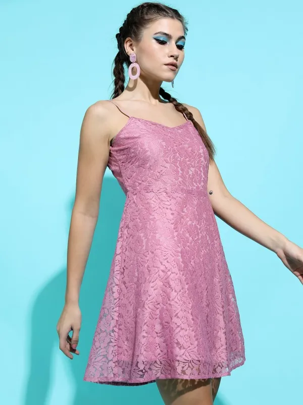  Tokyo Talkies Women Pink Solid A-Line Dresses