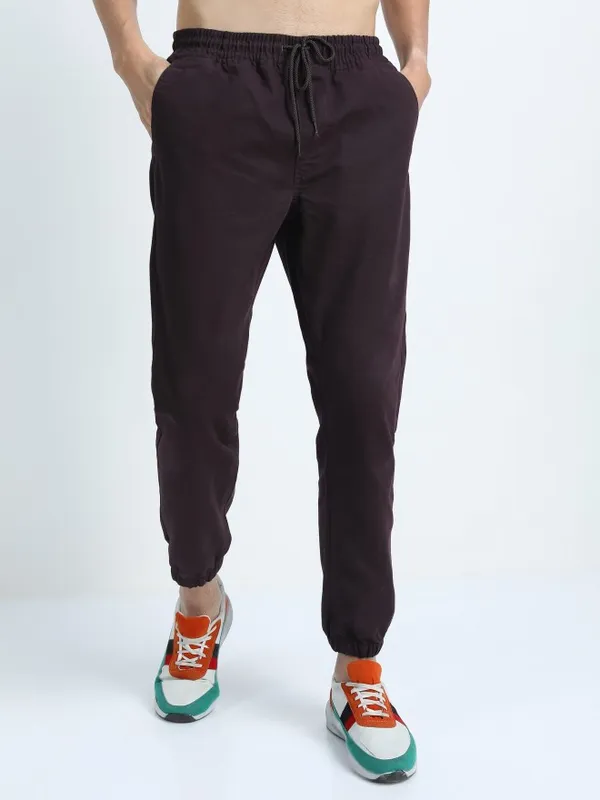  Ketch Men Black Regular Fit Solid Casual Trousers