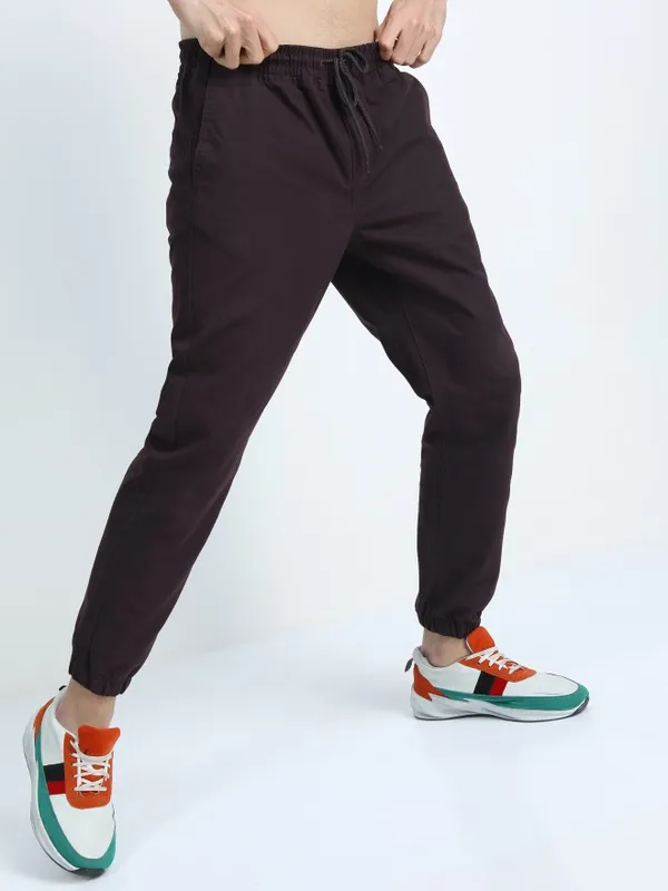  Ketch Men Black Regular Fit Solid Casual Trousers