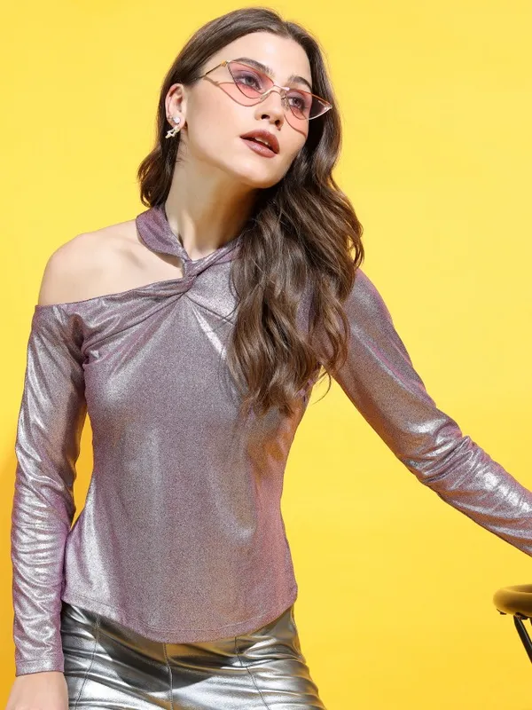  Tokyo Talkies Women Magenta Solid Fitted Tops