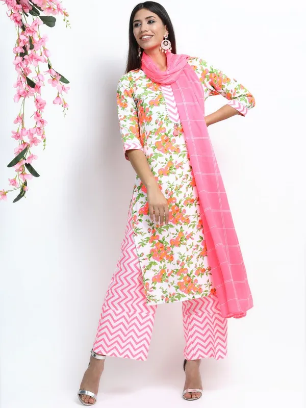  Vishudh Women Off White Printed Kurta Sets