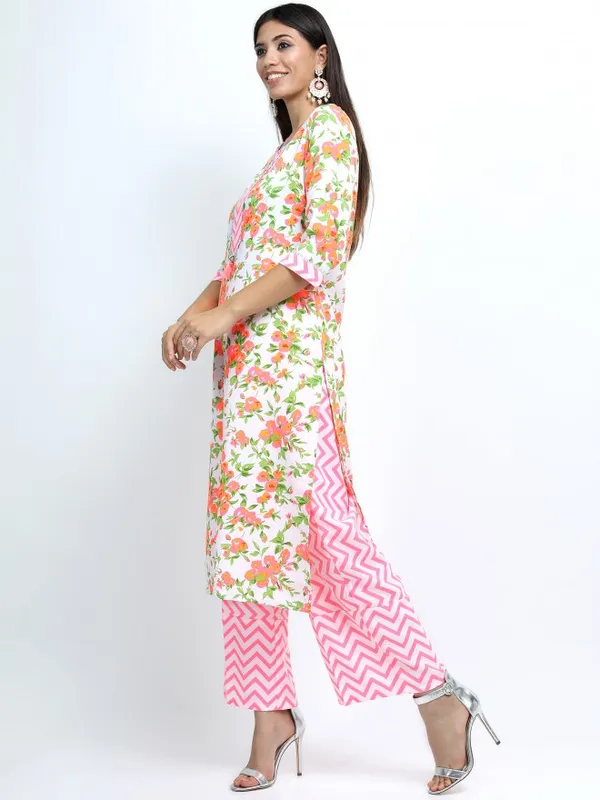  Vishudh Women Off White Printed Kurta Sets